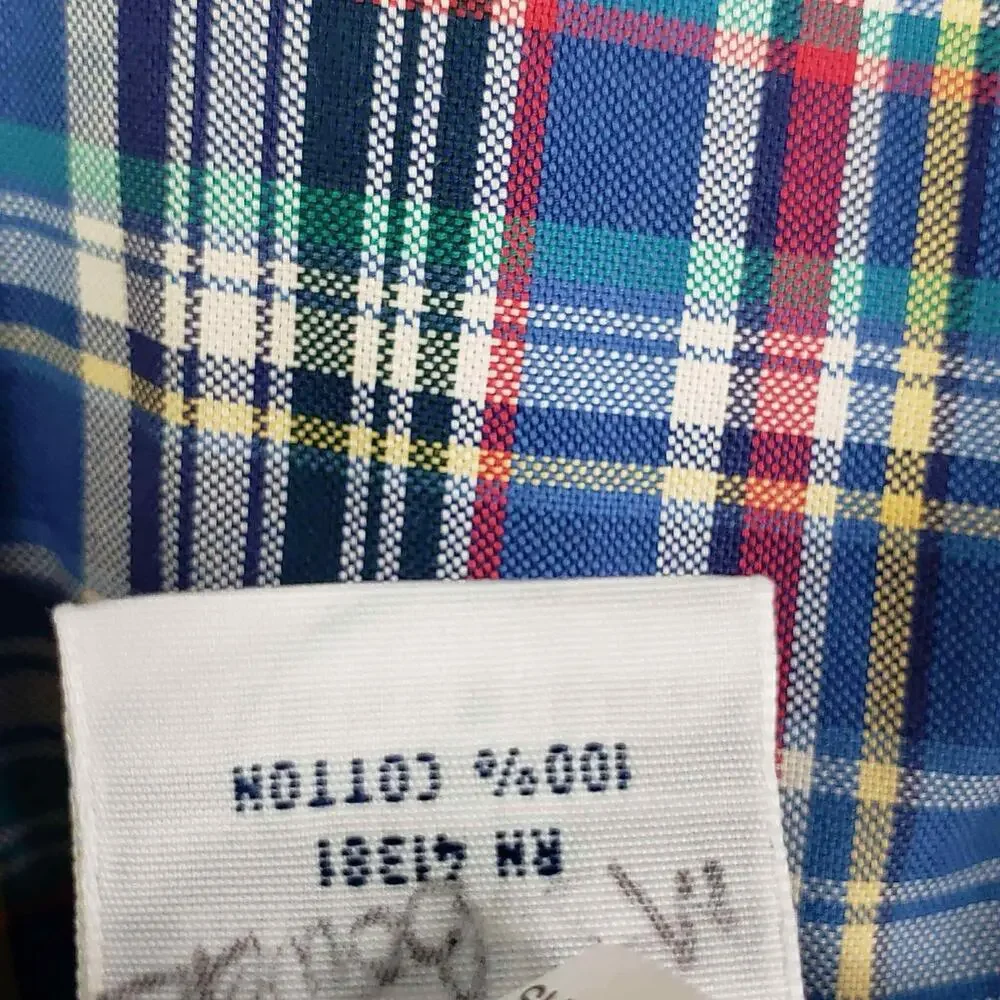 Polo Ralph Lauren Shirt Oxford Men's XL Blue Multicolor Plaid LS Button Down